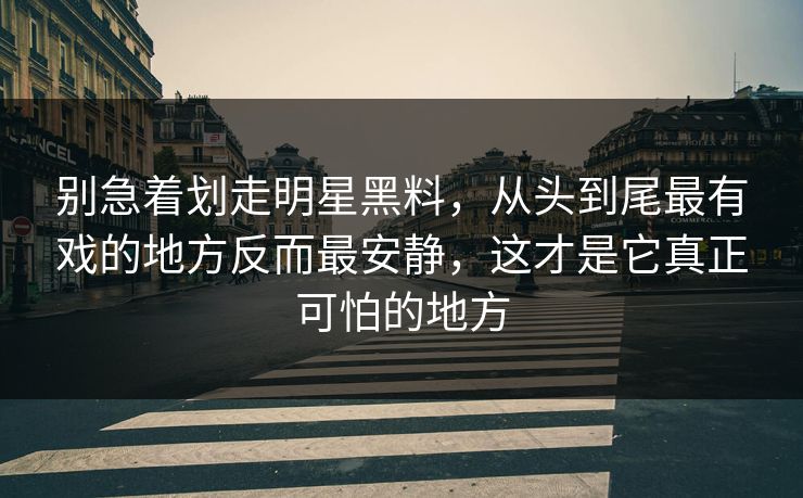 别急着划走明星黑料，从头到尾最有戏的地方反而最安静，这才是它真正可怕的地方