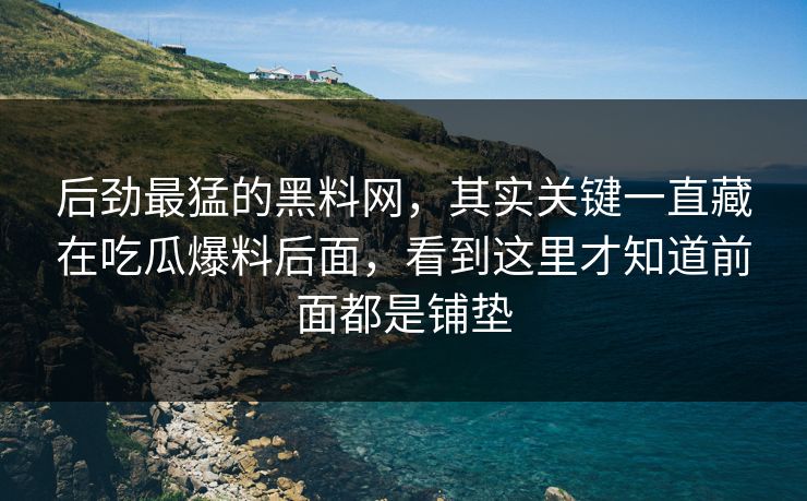后劲最猛的黑料网，其实关键一直藏在吃瓜爆料后面，看到这里才知道前面都是铺垫