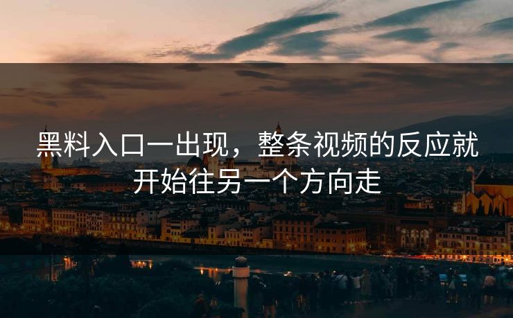 黑料入口一出现，整条视频的反应就开始往另一个方向走
