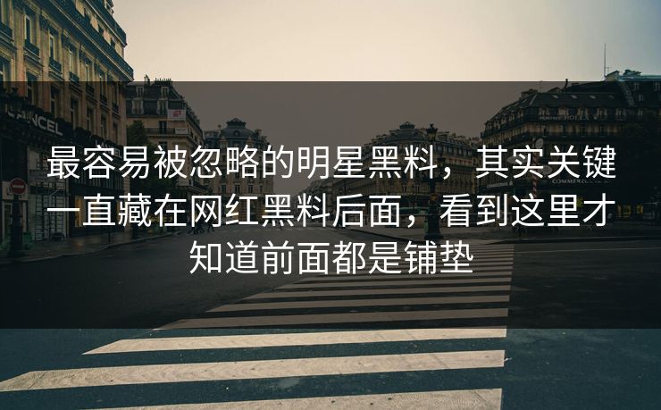最容易被忽略的明星黑料，其实关键一直藏在网红黑料后面，看到这里才知道前面都是铺垫