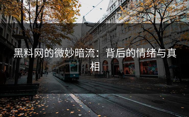 黑料网的微妙暗流：背后的情绪与真相