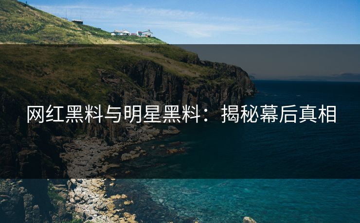 网红黑料与明星黑料：揭秘幕后真相