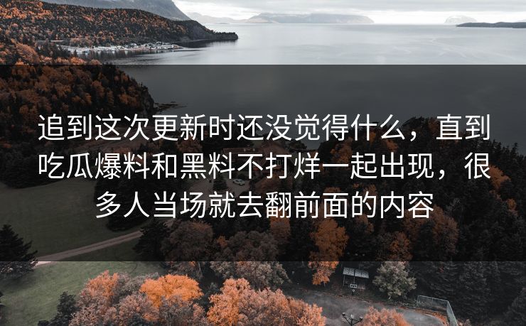 追到这次更新时还没觉得什么，直到吃瓜爆料和黑料不打烊一起出现，很多人当场就去翻前面的内容