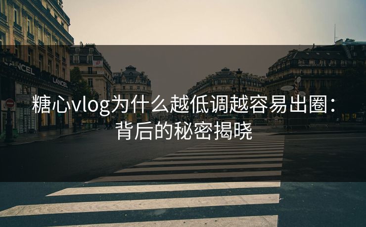 糖心vlog为什么越低调越容易出圈：背后的秘密揭晓