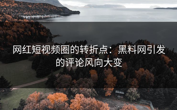 网红短视频圈的转折点：黑料网引发的评论风向大变