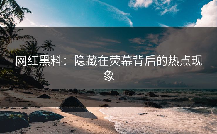 网红黑料：隐藏在荧幕背后的热点现象